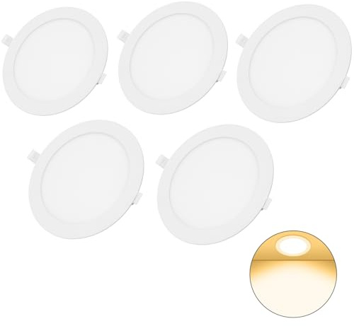 papasbox 5 Stück Deckenlampe LED Deckenleuchte Flach Rund 9W 3000K Warmweiß Decke 810LM | Super Hell Ultradünn Wohnzimmer Panel Lampe für Küche Schlafzimmer Flur Keller 14.7cm LED Einbauleuchten