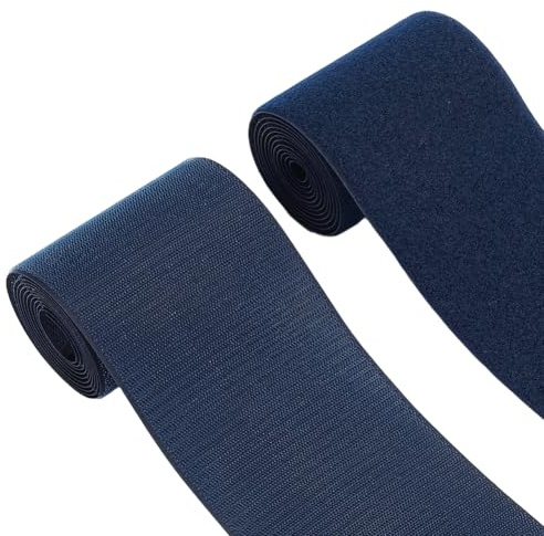 OLYCRAFT 11.5cm Wide Hook and Loop Tape 2m Length Deep Blue Nylon Fabric Fastener Tapes Non-Adhesive Nylon Interlocking Fabric Tape Strips for Military Gear Uniform Bags Pants Sewing Crafts