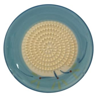 Plato de Rallador de Cerámica, Diámetro 12cm Platos de Rallado, Hecho a Mano y Pintado a Mano, Rallador Multiusos, para Jengibre, Ajo, Especias, Zanahorias (#D)
