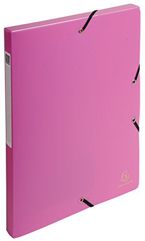 Exacompta 59604E Sammelbox OPAK 25mm mit Gummizug aus blickdichtem Kunststoff für DIN A4 Archivbox Heftbox Dokumentenbox Zeichenbox Sammelmappe rosa