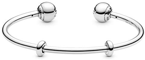 Pandora Icons Pulsera rígida abierta de plata con tapones de silicona y extremos intercambiables, 1