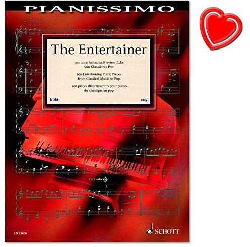 The Entertainer - 100 unterhaltsame Klavierstücke von Klassik bis Pop - Notenbuch mit bunter herzförmiger Notenklammer - Schott Music - ED22600-9783795710668