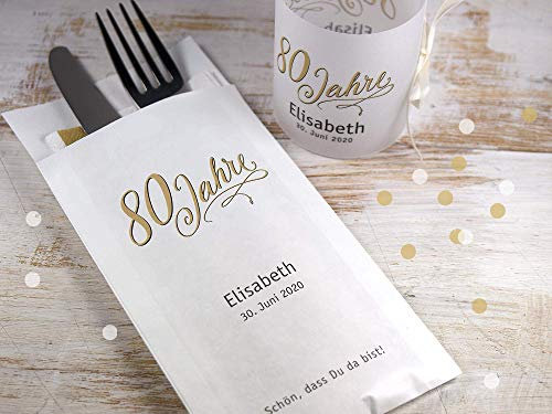 Personalisierbare Bestecktasche Besteckhülle Geburtstag schön, dass du da bist Set 10 Stück