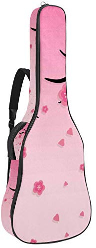 Gitarrentasche mit Reißverschluss, wasserdicht, weich, für Bassgitarre, Akustik- und klassische Folk-Gitarre, Pfirsichblütenblüte, Pink