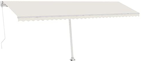 vidaXL Gelenkarmmarkise Einziehbar mit LED Markise Sonnenmarkise Balkonmarkise Sonnenschutz Standmarkise Terrasse Garten 600x350cm Cremeweiß
