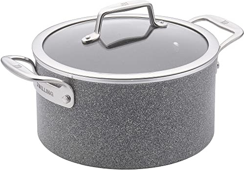 ZWILLING Vitale Forno Olandese Antiaderente con Coperchio, Alluminio, Antigraffio, Made in Italy, Grigio