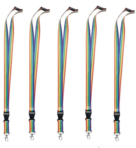 noTrash2003 Regenbogen Rainbow Schlüsselband Lanyard Ausweishalter mit Metallkarabiner, Sicherheitsverschluss und abnehmbaren Karabiner LGBT/LGBTQIA+ Design Pride Toleranz zeigen (10)