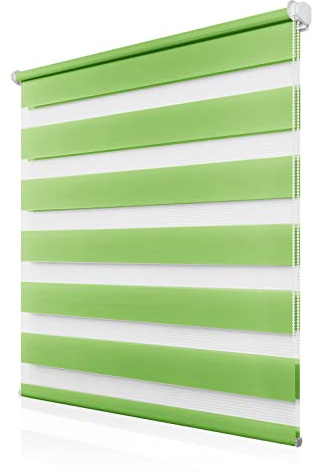 Doppelrollo Klemmfix ohne Bohren 65x110cm(BxH), Rollos für Fenster ohne Bohren Grün, Duo Rollo Klemmrollo, Lichtdurchlässig & Sichtschutz,Fenster Rollos für Innen