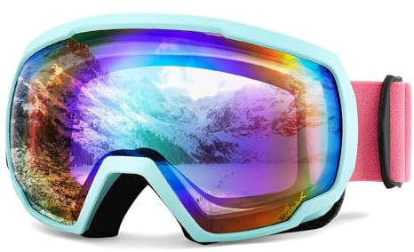 FEISEDY Skibrille Herren Damen Anti-Beschlag UV Schutz Schneebrille B2960 | Snowboard Brille für Brillenträger, OTG Design, Winter Sportbrille für Skifahren Fahrrad