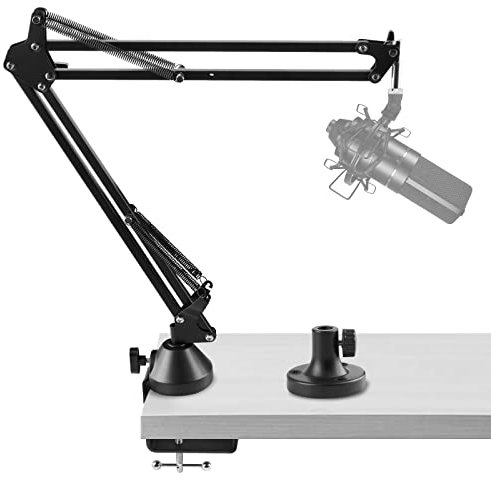 Geekria Bras de Microphone pour Creators Compatible avec MXL 770, 990, 991, Bras de Micro avec Adaptateur de Montage de Bride de Table, Support de Suspension, Bras de Micro Ciseaux, Support de Bureau