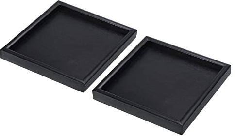 PATIKIL Bois Servir Plateau 7pouce, 2 Paquet Carré Décoratif Plateau pour Maison Décoration Cuisine Table Bougie Porte, Noir