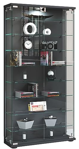 VCM vitrine en Verre Colonne Bois Verre vitrine de Collection vitrine de Verre vitrine Stand vitrine Llas L Anthracite