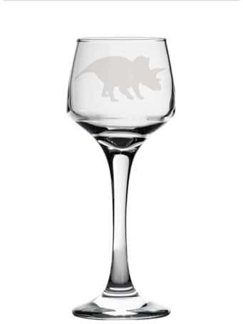 Triceratops Engraved Sherry Glass, Dinosaur Gift for Women, Gift for Men
