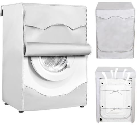 Waschmaschine Abdeckung Wasserdicht,Unterlegscheibe Staub Trockner Abdeckung,Waschmaschinen Abdeckung Silber,für die meisten Waschmaschinen und Trockner (Silber 60 × 60 × 85 cm)