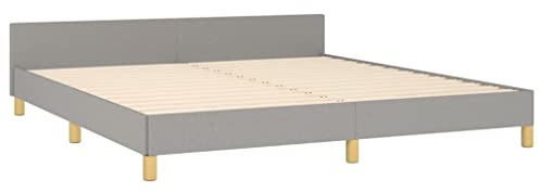 Tino Tech Polsterbett Betten Schlafzimmerbett Bed Bett King Size Bett Gestell Gästebett Bettgestell mit Kopfteil Hellgrau 180x200 cm Stoff