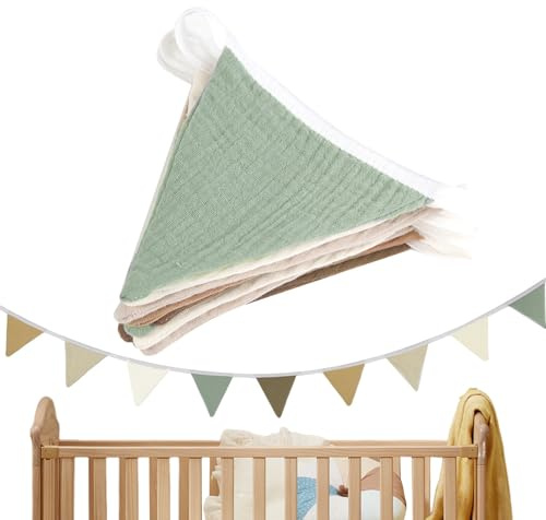 Aznever Triangle Flag Banner - Nursery Bunting Banner Flags,Washable Cotton Fabric Triangle Pennant Garlands for Living Room and Bedroom