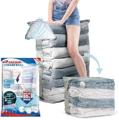 TAILI Vakuumbeutel für Kleidung Groß Würfel, 6 Extra Groß Vakuumbeutel für Bettdecken Vacuum Bags for Clothing Vakuumierbeutel Kleidung für Bettwäsche Kissen Zuhause Reise