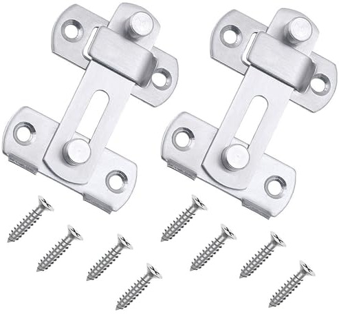 Qinsky Flip Door Latch Security Front Door Locks,2 PCS 180 Degree Stainless Steel Gate Latch Flip Flip Door Sliding Latch for Barn Door Pet Door Bathroom Outdoor Garage Window Sliding Door