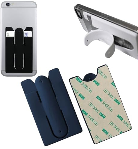 Vilbocr 2Pack Card Holder with Cell Phone Stand,Phone Wallet,Stick On Silicon Card Holder and Money Clip with Built-in Phone Stand (Black)