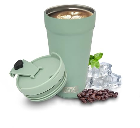 Polar Gear Coffee Cup Travel Mug, 470ml Large Travel Mug, Insulated Cup with Leakproof Screw Closure Lid, 304 Stainless Steel Double Walled, Reusable Coffee Cups (Eucalyptus)