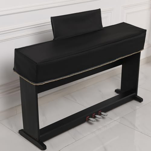 Cutfouwe Staubschutz für Klaviertastatur 88-Tasten Klavier Abdeckung E-Piano Tastaturabdeckung Tuch mit Notenständerabdeckung,133 x 30x 17 cm,Schwarz