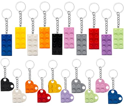 Neikafan Schlüsselanhänger Bausteine 20 Stück Leg Keychain Schlusselringe | Herzförmig Schlüssel Anhänger Brick Game Keychain Couple Leg Heart Keyring für Mädchen Mitgebsel Geburtstag