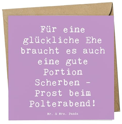 Mr. & Mrs. Panda Grußkarte Spruch Scherben Polterabend - Geschenk, Glückwunschkarte, Sprüche zur Hochzeit, Geschenke, doppelkarte, Humor, anlasskarte, Glückwünsche, faltkarte, Brautpaar, Heirat