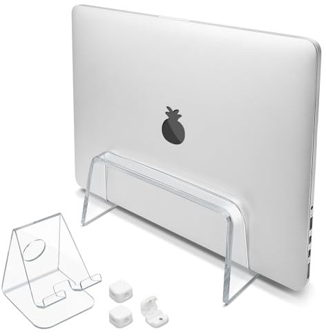 UCINNOVATE Acrylic Vertical Laptop Stand for Desk, Acrylic Invisible Desktop Notebook Dock, Vertical Laptop Holder Space-Saving Organizer Compatible with All MacBook, Surface, HP, Dell