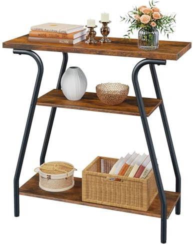 FAVOOSTY Konsolentisch, Flurtisch, Sofa Console Table, Eingangstisch mit 3 Ablagen, Beistelltisch Holz, 80 x 30 x 81cm Flurtisch für Wohnzimmer, Eingang, Korridor, Schlafzimmer