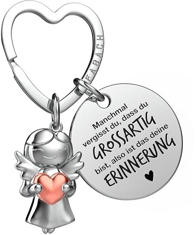 FABACH Beste Freundin Schlüsselanhänger Schutzengel mit Herz und Gravur - Beste Freundin Geschenke Schlüsselanhänger - Beste Freundinnen Geschenk Engel Glücksbringer Beste Freundin