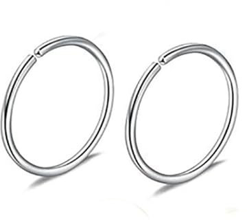 Tolldek Edelstahl Ring Piercing Nase 2er, 18G Hoop Nasenstecker Silber, Piercing Nostril Dünn, Piercing Schmuck Set für Männer Frauen