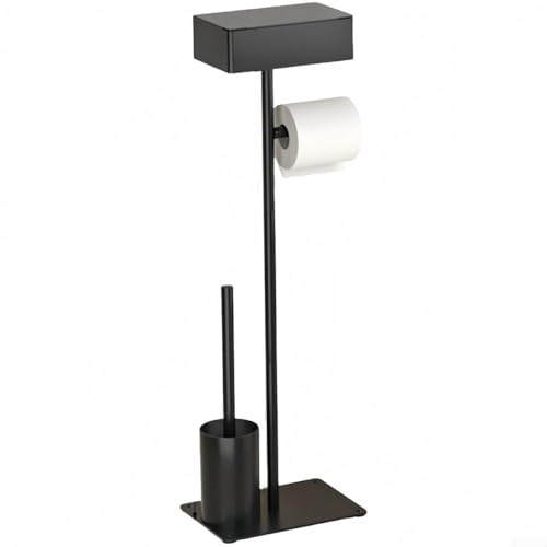 Portarrollos de papel higiénico de acero al carbono con escobilla de baño - soporte de papel higiénico independiente, soporte de papel higiénico y cepillo higiénico, soporte de papel higiénico con