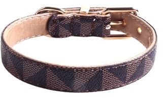 Viwind Hundehalsband Leder Verstellbares Leine Set 1.5/2cm Weiches Leder Geeignet für Katzen und Hunde (Braun -Kragen, 1.5cm-35cm)