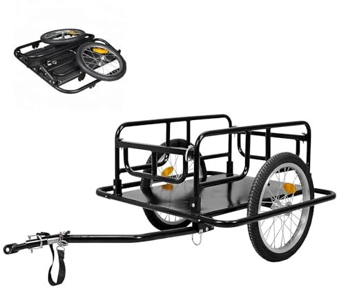 Fahrrad-Lastenanhänger mit Universalanhänger, faltbar, 16 Räder für Werkzeug, Lebensmittel, Camping, sichere Reflektoren, ideal für Umzug, Einkauf