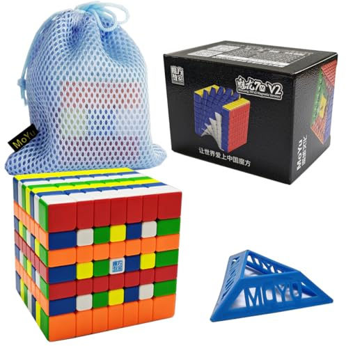 Oostifun MoYu MoFang JiaoShi Meilong 7M V2 Würfel 7x7 Würfel Klassenzimmer Meilong 7 M V2 7 Schichten Mehrfarbig Würfel Puzzle mit Würfel Tasche und einem Würfel Stativ