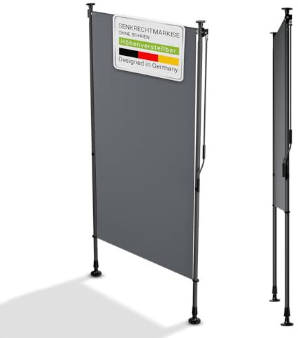 Juskys Store Vertical Barbados 100x310 cm - Store à Pince Extensible, Protection Solaire & Visuelle, Résistant aux Intempéries & UV, Déperlant - Gris