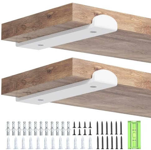 WELDUN Paquete de 4 soportes de metal para estante de andamio de 15 cm, soportes de estantería angulares resistentes para montaje en pared con labios, para decoración industrial, rústica, moderna