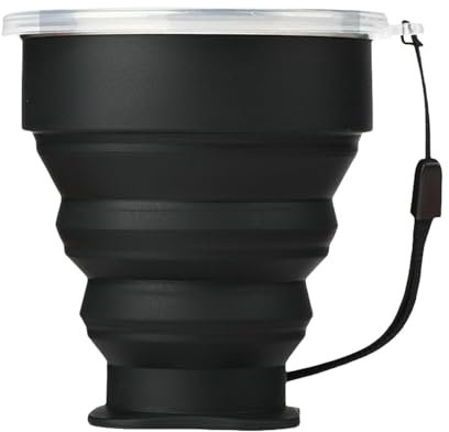CUAJHNPX gobelet Pliable Tasse d'eau Pliante Extérieure Portable Télescopique Eau De Bouche-noir-200 ML