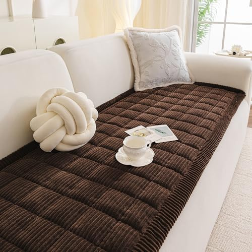 MYSKY HOME Couch üBerzug L Form, Sofabezug 3 4 Sitzer, Couchdecken Zum Schutz FüR Wohnzimmer, Sofaschoner rutschfest Universelle Sofa üBerzug, Hundedecken Waschbar Schokoladenfarbe 70x210cm 1pc