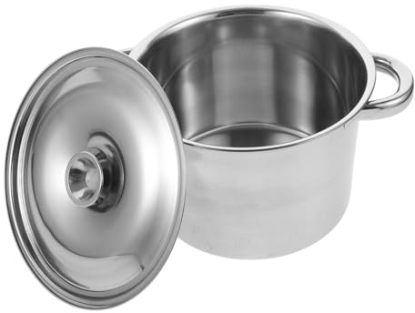 Cabilock Olla De Acero Inoxidable Multifuncional 3,5 l Diámetro 20 Cm Altura 12 Cm Fondo Grueso Cubo Con Tapa Para Cocina Profesional y Elaboración De Sopas