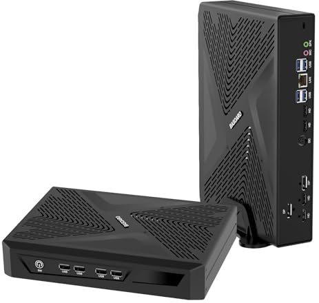 BASOARO Mini PC de Jeu, Mini Ordinateur de Bureau Win 11 Pro Core i5‑12450H, RTX 3050 6Go GDDR6, 64 Go DDR4 RAM, SSD NVMe 512 Go Disque Dur 2To, Affichage Quadruple 8K Petit PC de Jeu, WiFi 6, BT 5.2