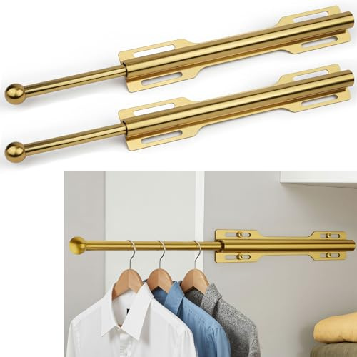 LOMILD Ausziehbare Kleiderstange für Schrank 2er-Pack, gebürstetes Gold