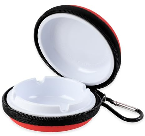 FEMONGY portacenere portatile da tasca, posacenere tascabile, posacenere portatile tascabile, porta mozziconi tascabile, Si apre facilmente, grande capacità, adatto per i viaggi (Rosso arancione)