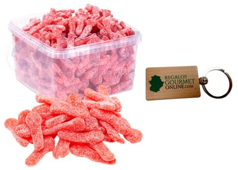 Llaves Ácidas de Fresa con llavero Deliex - Cubo de 290 unidades de Llaves Ácidas - Chuches Ácidas