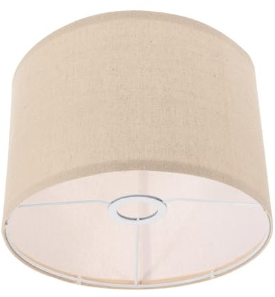 Warmhm Beiger Leinen Lampenschirm E27 Trommel Zylinder Abnehmbar Passend für Tisch- Steh und Pendelleuchten 26X19cm Langlebig mit Eisen für Gemütliche Atmosphäre