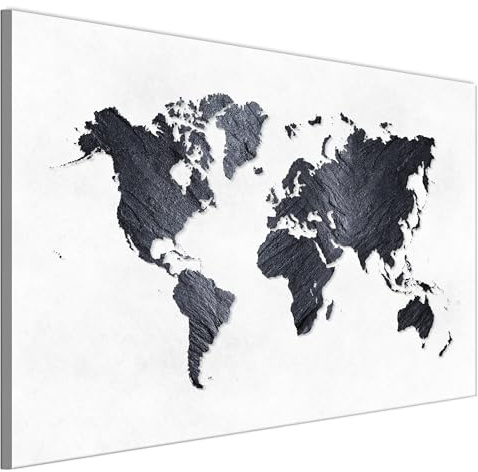 LUMASOUL Wandbilder Wohnzimmer Leinwandbild Weltkarte 90x60 cm | 1-teiliges Bild für Schlafzimmer, Flur, Büro und Küche, modernes Foto-Motiv