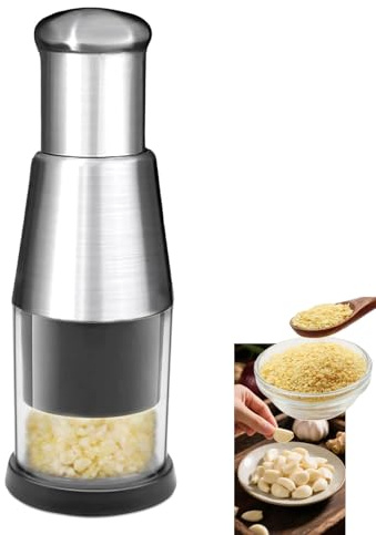 Tritatutto manuale, funzionale e manuale, mini tritatutto compatto in acciaio inox, per tritare aglio aglio in acciaio inox (1 pezzo)