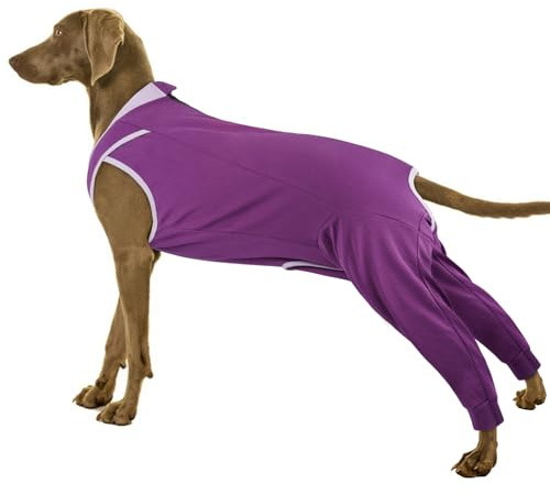Hundbody operation, lätt kroppsdräkt med bakben, skyddskostym för hundar, postoperativa kläder, bekväm kirurgisk återhämtningsärm (lila, 3XL)