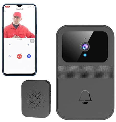 FIRE BULL Sonnette de Porte Vidéo avec Caméra,Sonnette Vidéo Intelligente Maison avec Récepteur de Prise,Communication Bidirectionnelle, Stockage Cloud,Notifications Instantanées et Vision Nocturne