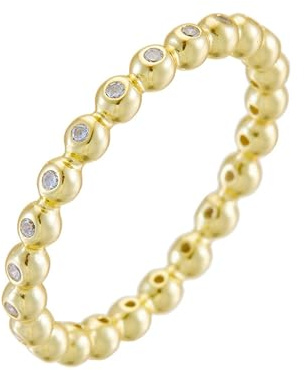 Whoiy Echt Gold Ring mit Moissanite für Damen, Ehering 585 Gelbgold Ewigkeit Verlobungsring 14 Karat Gold Damenringe Größe 49 (15.6)